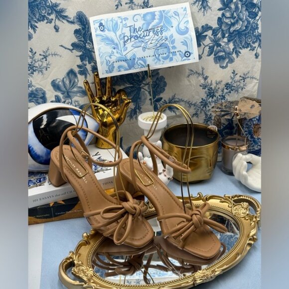 🆕 LOEFFLER RANDALL 🧿 NWOB Mikel Leather Bow Heel Sandal, Dune Leather - Sz 7 - Picture 2 of 16